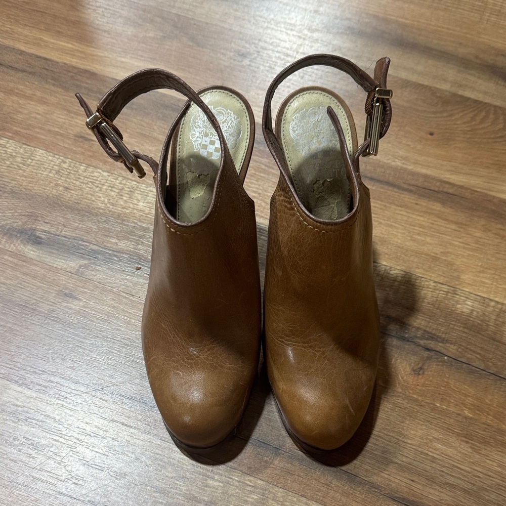 Leather clog heels